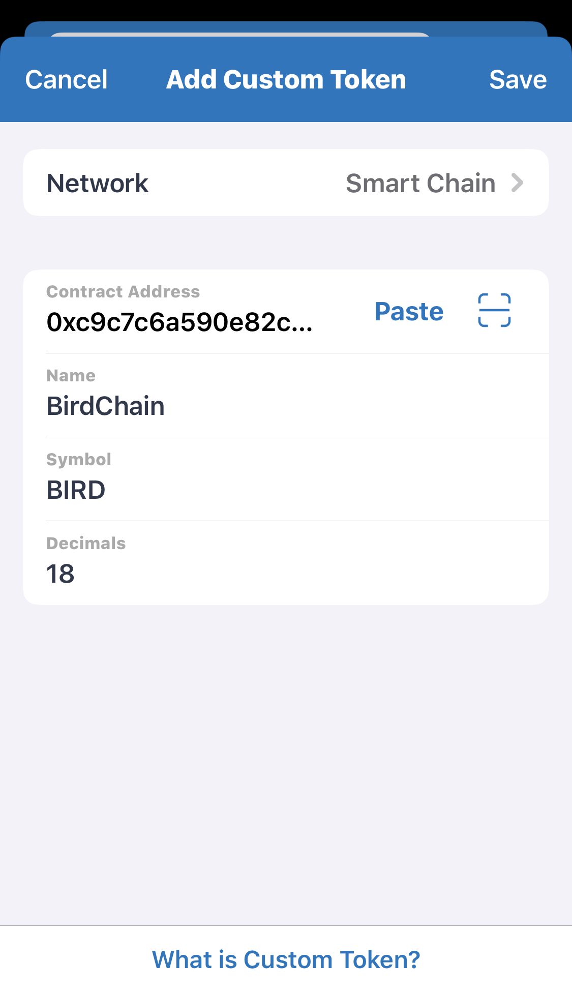 How to Add #Birdchain BEP20 Token To Trust Wallet.